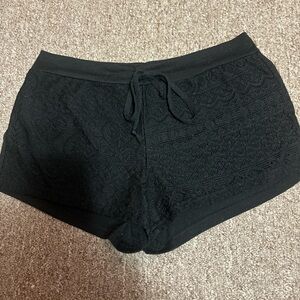Black lace front shorts